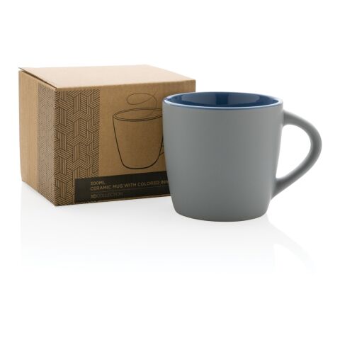 Keramiktasse innen coloriert, 300ml blau-grau | ohne Werbeanbringung | Nicht verfügbar | Nicht verfügbar