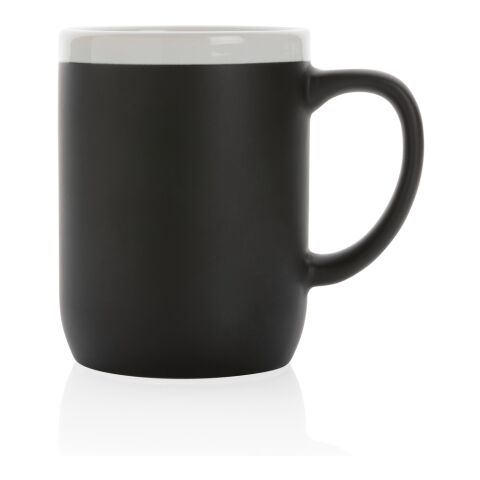 Keramiktasse mit weißem Rand, 300ml schwarz-weiß