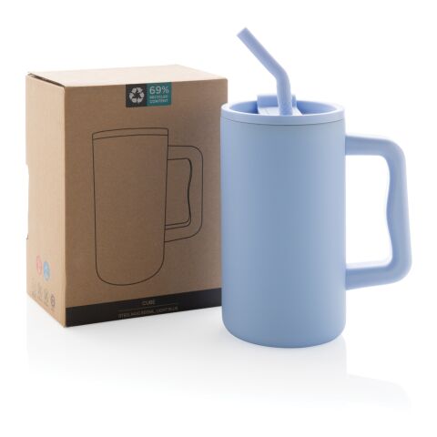 Cube Becher aus RCS recyceltem Stahl 800ml hellblau | ohne Werbeanbringung | Nicht verfügbar | Nicht verfügbar