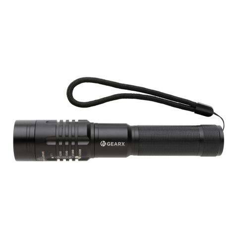 Gear X wiederaufladbare USB Taschenlampe schwarz | ohne Werbeanbringung | Nicht verfügbar | Nicht verfügbar