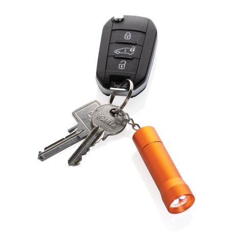 Flash Schlüsselanhänger-Taschenlampe aus RCS rec. Aluminium orange | ohne Werbeanbringung | Nicht verfügbar | Nicht verfügbar