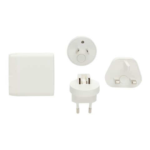 TravelCharge Pro Reiseladegerät mit USB-C aus RCS rec. ABS weiß-schwarz | ohne Werbeanbringung | Nicht verfügbar | Nicht verfügbar