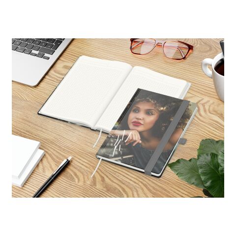 Notizbuch Match-Book RECYCLING Hardcover individuell bedruckt Silber | ohne Werbeanbringung | recyceltes Naturpapier | Winkelkaro
