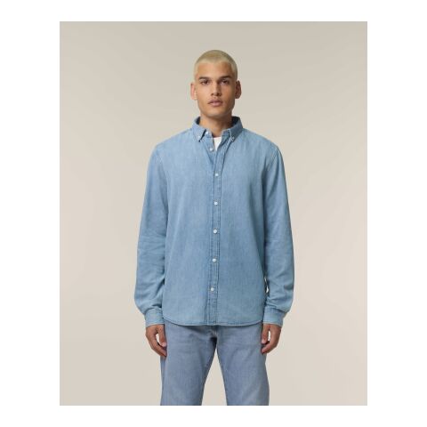POD Stanley&amp;Stella - Stanley Denim Shirt hellblau | S | DTF Linke Brust