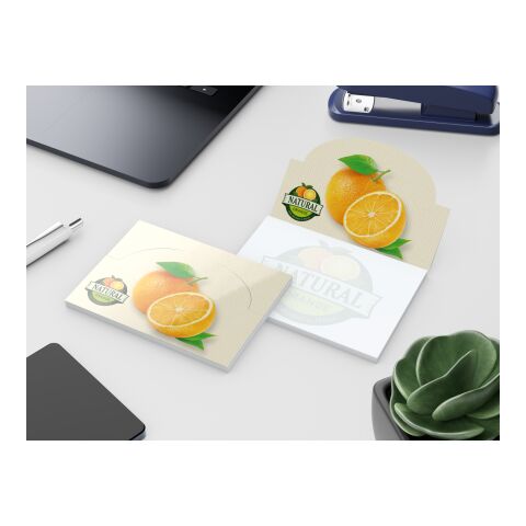 Haftnotizblock Cover Pop-Up Aufsteller formgestanzt Karton-Umschlag 100 × 72 mm | ohne Werbeanbringung | ohne Werbeanbringung | großer Halbkreis mittig