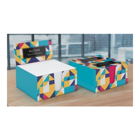Notizzettel-Box Memo-Box 450 Zettel weiß Karton-Box individuell bedruckt 90 × 90 mm | ohne Werbeanbringung