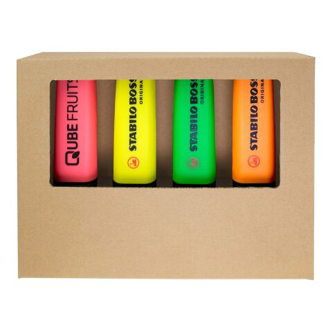 STABILO BOSS ORIGINAL 4er Tisch-Set Leuchtmarkierer weiß | ohne Werbeanbringung