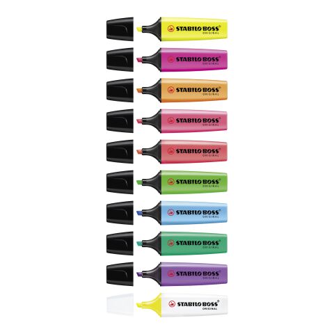 STABILO BOSS ORIGINAL 3er-Set Leuchtmarkierer 1-farbiger Siebdruck