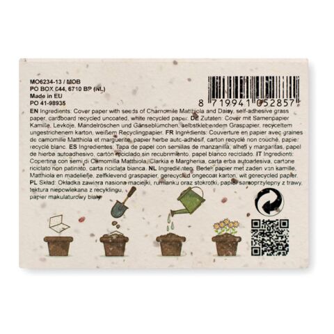 Notizblock mit Blumensamen weiß | ohne Werbeanbringung | Nicht verfügbar | Nicht verfügbar