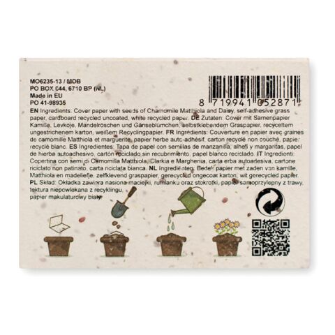 Notiz-Set mit Blumensamen weiß | ohne Werbeanbringung | Nicht verfügbar | Nicht verfügbar