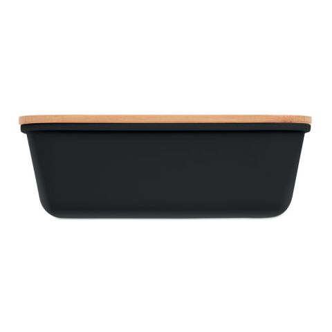 Lunch box mit bambus deckel schwarz | ohne Werbeanbringung | Nicht verfügbar | Nicht verfügbar
