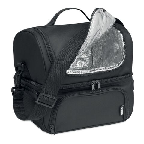 Lunch-/ Kühltasche 600D RPET mit PP-Lunchbox schwarz | ohne Werbeanbringung | Nicht verfügbar | Nicht verfügbar | Nicht verfügbar