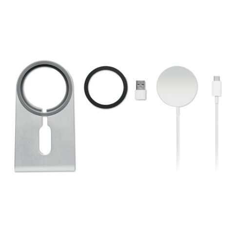 Magnetisches Ladegerät 15W mattsilber | ohne Werbeanbringung | Nicht verfügbar | Nicht verfügbar | Nicht verfügbar