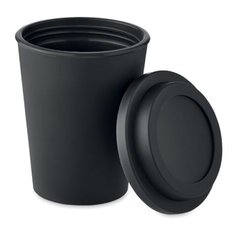 Doppelwandiger Becher PP 300ml mit Deckel schwarz | ohne Werbeanbringung | Nicht verfügbar | Nicht verfügbar