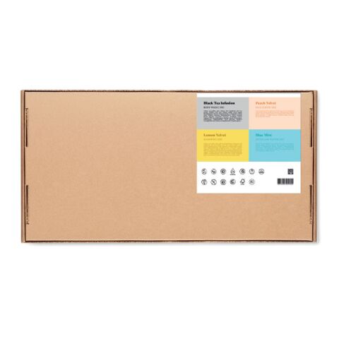 Veganes Reise-Körperpflege-Set &quot;Elegance&quot; im Baumwollbeutel holzfarben | ohne Werbeanbringung | Nicht verfügbar | Nicht verfügbar | Nicht verfügbar