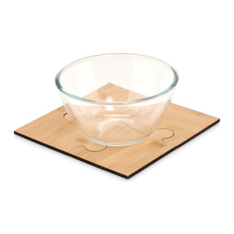 Untersetzer-Set Bambus mit 4 puzzleförmigen Untersetzern holzfarben | ohne Werbeanbringung | Nicht verfügbar | Nicht verfügbar