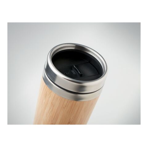 Doppelwandiger Trinkbecher mit Bambus-Finish 400 ml holzfarben | ohne Werbeanbringung | Nicht verfügbar | Nicht verfügbar | Nicht verfügbar