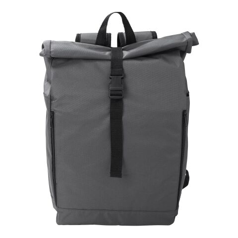 RPET-Polyester (600D) Rucksack mit Rollverschluss Evie Schwarz | ohne Werbeanbringung | Nicht verfügbar | Nicht verfügbar