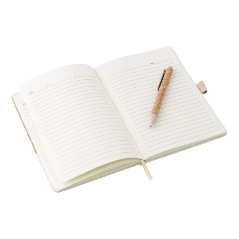 Cork-Line Notizbuch aus Kork und Leinen und Kugelschreiber aus Weizenstroh Braun | ohne Werbeanbringung | Nicht verfügbar | Nicht verfügbar
