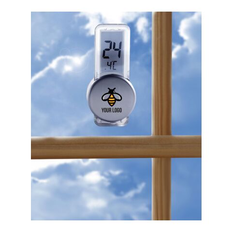 Thermometer &#039;Point&#039; aus Kunststoff Silber | ohne Werbeanbringung | Nicht verfügbar | Nicht verfügbar