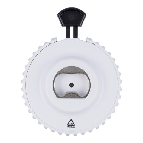 Recycelter mechanischer Würfel aus ABS-Kunststoff Cian weiß/schwarz | ohne Werbeanbringung