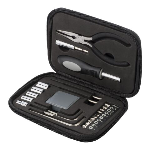 Werkzeug-Set in Ledertasche Schwarz | ohne Werbeanbringung | Nicht verfügbar | Nicht verfügbar