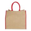 The Large Jute Tragetasche Priority | natur-rot | 1-farbiger Siebdruck | Rückseite | 280 mm x 220 mm