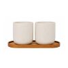 Originalhome ovales Holztablett und 150 ml Keramiktassen Set holz