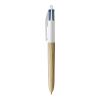 BIC® 4 Colours Wood Style Weiß-beige | 1-farbiger Siebdruck | Upper Part-gegenüber vom Clip | 22.00 mm x 10.00 mm
