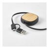 Bohr 3-in-1 Ladekabel aus recy. ABS, 1 m, einziehbar, 10 W Schwarz