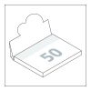 Haftnotizblock Cover Pop-Up Aufsteller formgestanzt Karton-Umschlag 100 × 72 mm | ohne Werbeanbringung | ohne Werbeanbringung | großer Halbkreis mittig