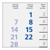 3-Monatskalender Einblatt Logic 3 Post A EXPRESS Design-Kalendarium Blau | 300 × 560 mm | ohne Werbeanbringung