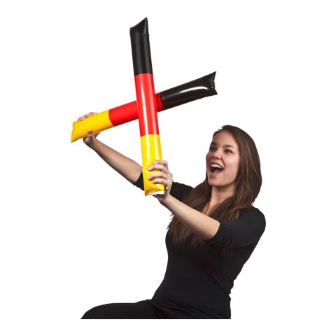 Klopfschlauch "Sticks" Deutschland-Farben | 1-farbiger Tampondruck | mittig gelbes Segment | Ø 50 mm