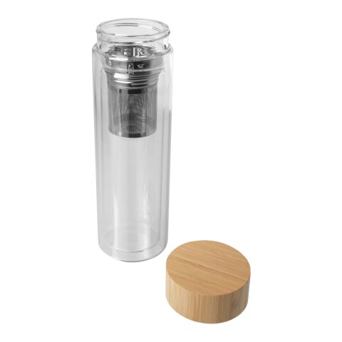 Bailey 400 ml Flasche aus Borosilikatglas mit Infuser und Bambusdeckel Standard | weiß | ohne Werbeanbringung | Nicht verfügbar | Nicht verfügbar