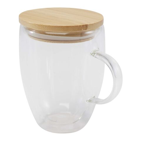 Leona 350 ml Glasbecher mit Bambusdeckel Standard | weiss | ohne Werbeanbringung | Nicht verfügbar | Nicht verfügbar