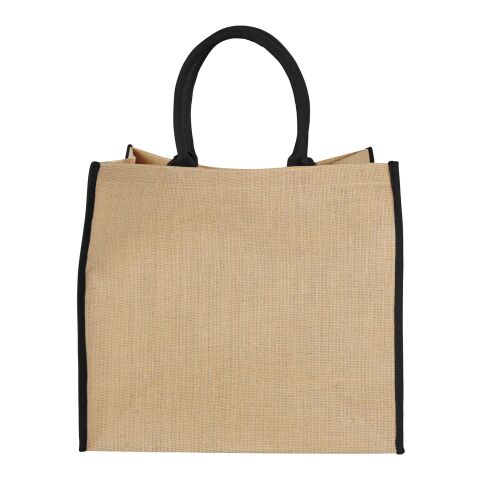 The Large Jute Tragetasche Priority | natur-schwarz | 1-farbiger Siebdruck | Rückseite | 280 mm x 220 mm