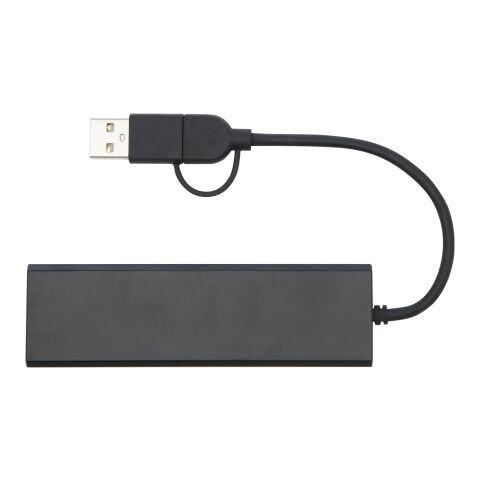 Rise USB 2.0 Hub aus recyceltem RCS Aluminium Standard | schwarz | Not applicable | ohne Werbeanbringung | Nicht verfügbar | Nicht verfügbar