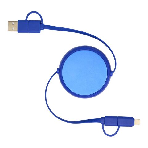 Alasia 100 cm 5-in-1 Kabel aus recyceltem Kunststoff und Aluminium, einziehbar, für Datenübertragung und mit 45W Schnellladung Standard | royalblau | ohne Werbeanbringung | Nicht verfügbar | Nicht verfügbar