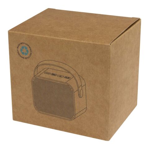 Diya 3W kabelloser Lautsprecher aus recyceltem Kunststoff Standard | schwarz | 1-farbiger Tampondruck | Oberseite | 40 mm x 15 mm