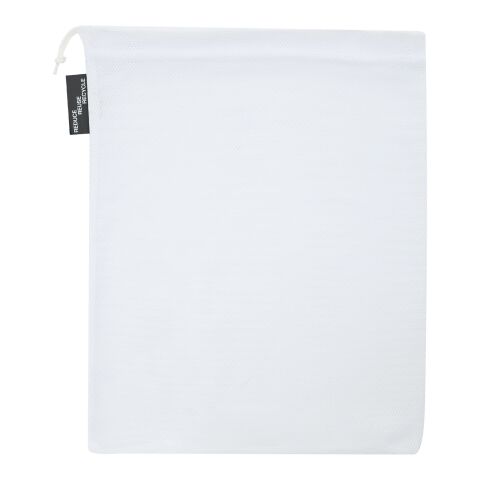 3er-Set recycelter Polyester-Zuziehbeutel weiß | Sublimation | All-over 3. Tasche | 150 mm x 420 mm