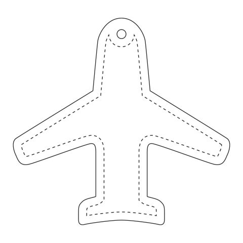 RFX™ Reflektierender PVC-Aufhänger Flugzeug weiss | 1-farbiger Siebdruck | Vorderseite | 70 mm x 73 mm