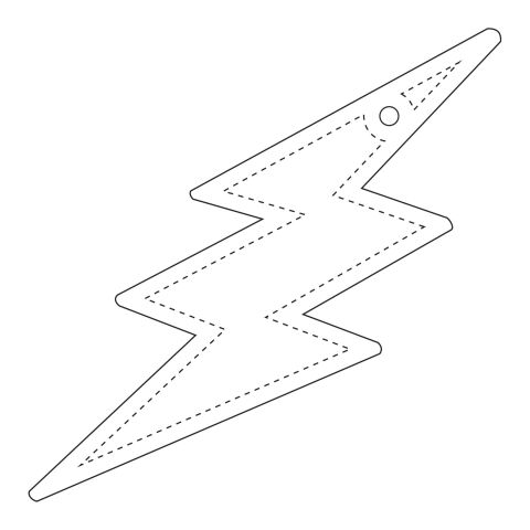 RFX™ Reflektierender PVC-Aufhänger Blitz weiß | 1-farbiger Siebdruck | Vorderseite | 41 mm x 117 mm