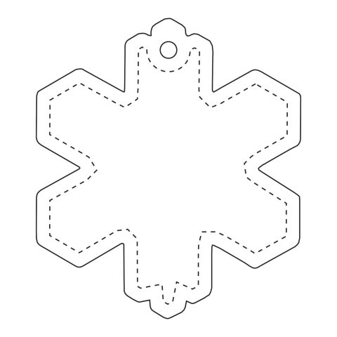 RFX™ Reflektierender PVC-Aufhänger Schneeflocke weiß | Digitaldruck | Back (under reflective layer) | 59 mm x 67 mm