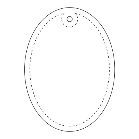 RFX™ ovaler reflektierender PVC-Aufhänger, Phthalaten frei weiss | 1-farbiger Siebdruck | Rückseite | 45 mm x 64 mm