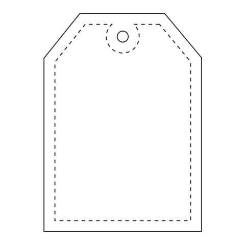RFX™ Reflektierender Tag-PVC-Aufhänger weiß | 1-farbiger Siebdruck | Rückseite | 37 mm x 54 mm