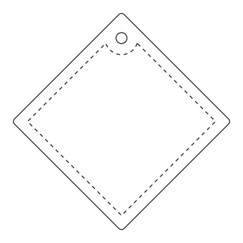 RFX™ Diamant reflektierender PVC-Aufhänger groß weiß | 1-farbiger Siebdruck | Vorderseite | 36 mm x 36 mm