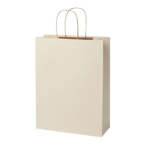 Papiertüte 150 g/m² aus landwirtschaftlichen Reststoffen mit gedrehten Griffen – XXL offwhite | 1-farbiger Lithografie | Gehäuse | 310 mm x 410 mm