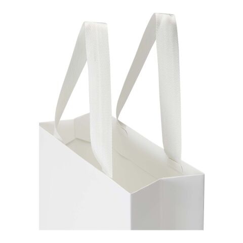 Smartfold Papiertüte, 230 g/m², mit Bandgriffen und Glanzlaminierung – 24 x 10 x 32 cm weiß