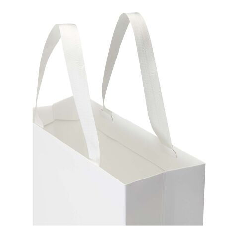 Smartfold Papiertüte, 230 g/m², mit Bandgriffen und Glanzlaminierung – 31 x 12 x 31 cm weiß