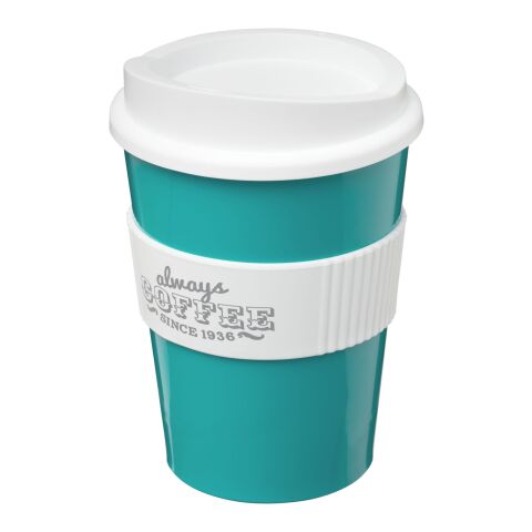 Americano® Medio 300 ml Becher mit Schutzring aquablau-weiss | ohne Werbeanbringung | Nicht verfügbar | Nicht verfügbar